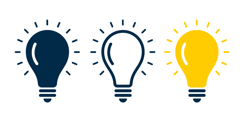 set of three light bulb represent effective business idea concept vector
